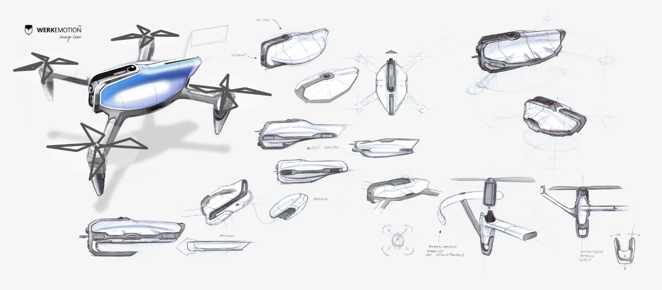 Drone n Base Sketches_Design by WERKEMOTION