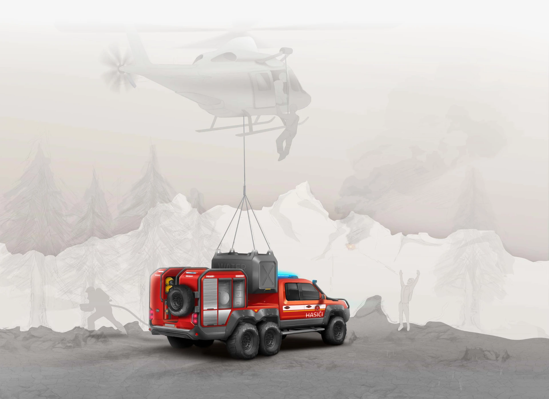 VW AMAROK 6x6 Fire Rescue VW AMAROK 6x6 Fire Rescue_Design by Werkemotion