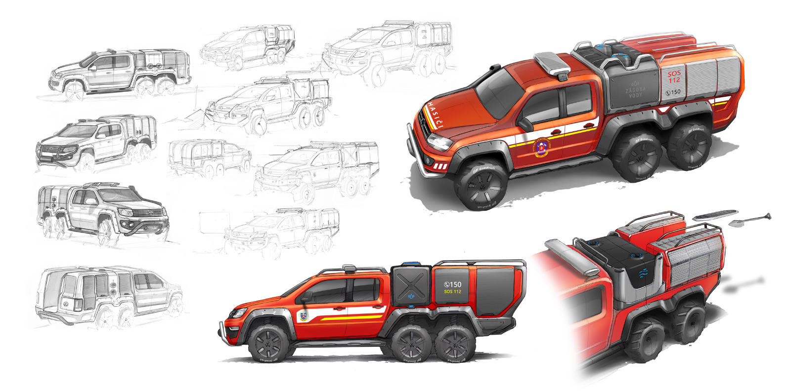VW Amarok 6x6 - Firefighter and Rescue service special vehicle - Design by WERKEMOTION design stuido
