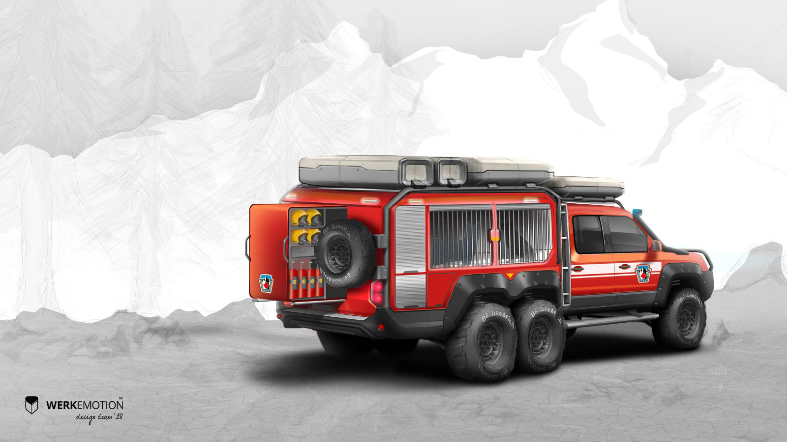 VW Amarok 6x6 - Firefighter and Rescue service special vehicle - Design by WERKEMOTION design stuido