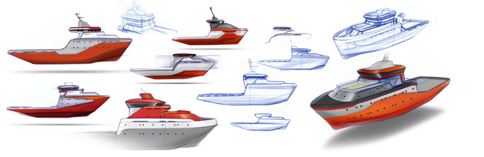 TANKER design sketches by WERKEMOTION design studio for MULTI Engineering