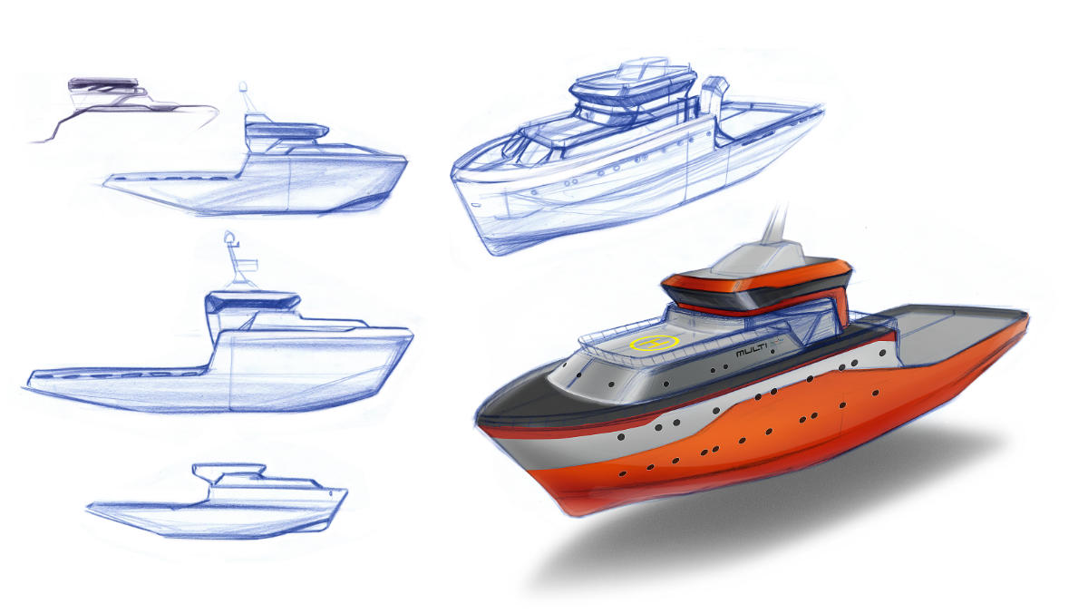 TANKER design sketches by WERKEMOTION design studio for MULTI Engineering