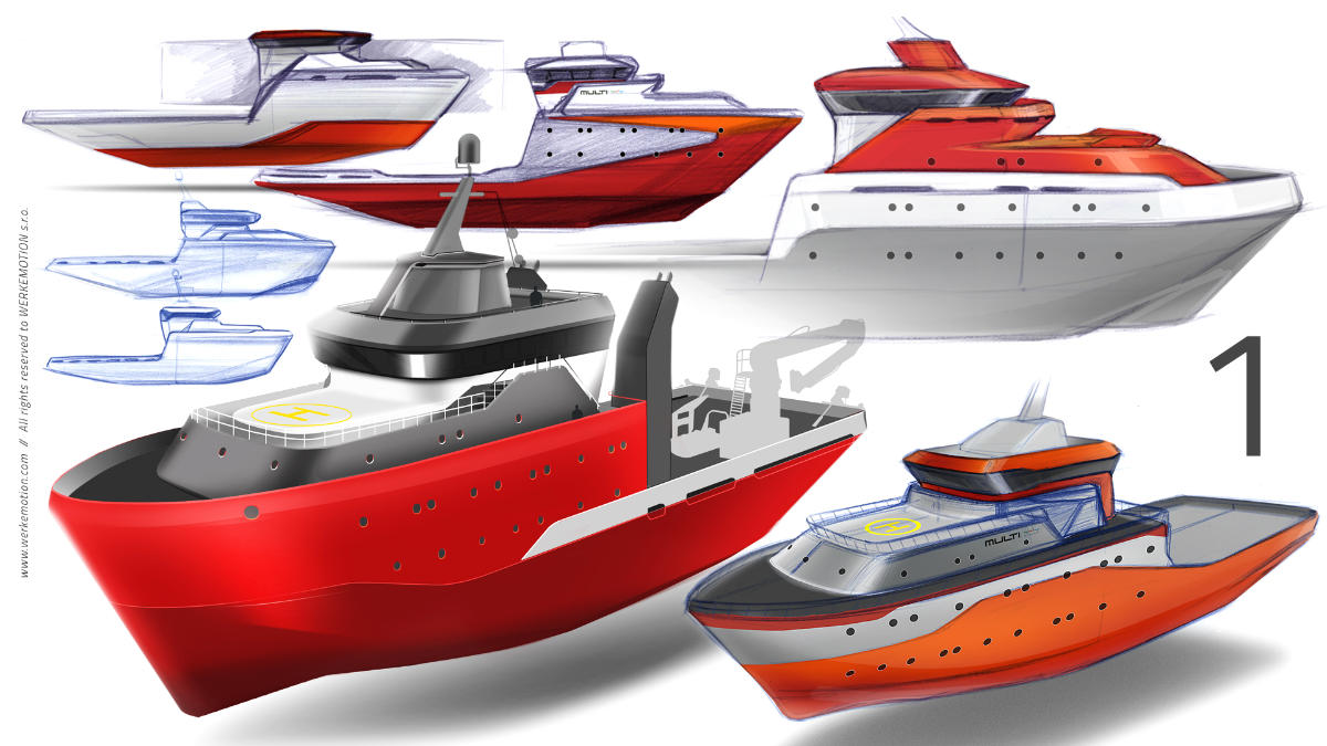 TANKER design sketches by WERKEMOTION design studio for MULTI Engineering