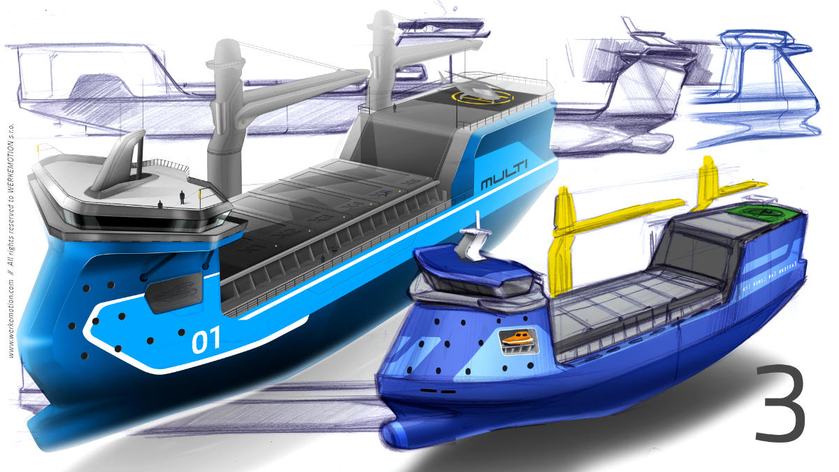 TANKER design sketches by WERKEMOTION design studio for MULTI Engineering