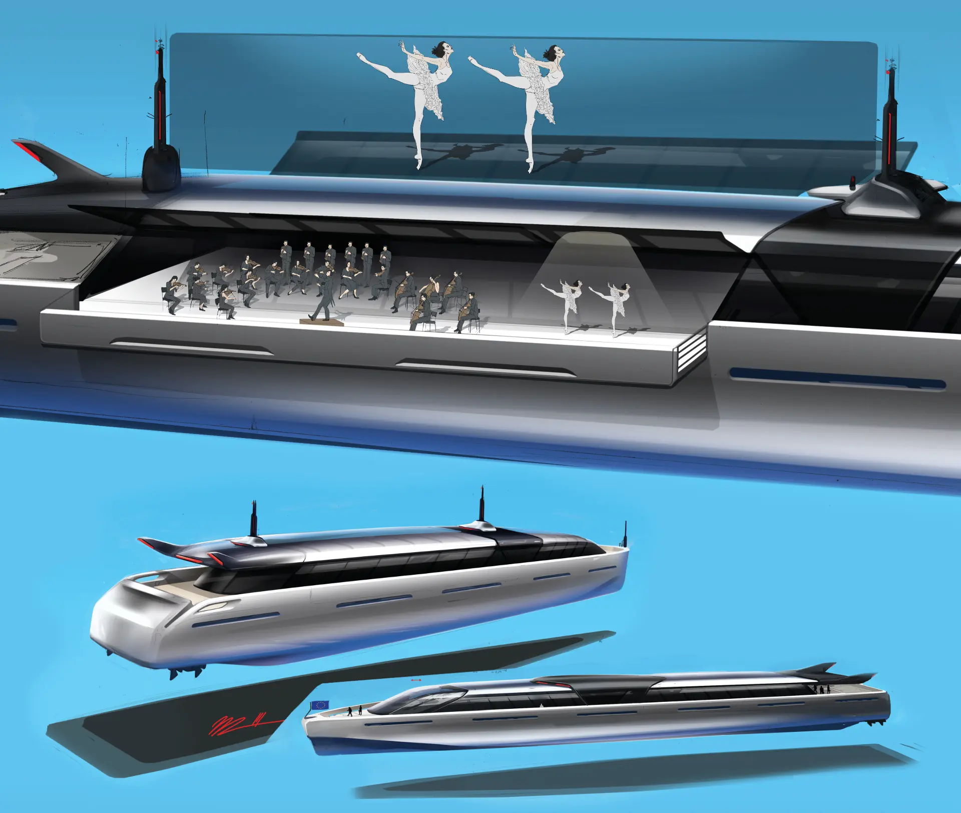 FDM River Boat concept sketches_Design by Werkemotion
