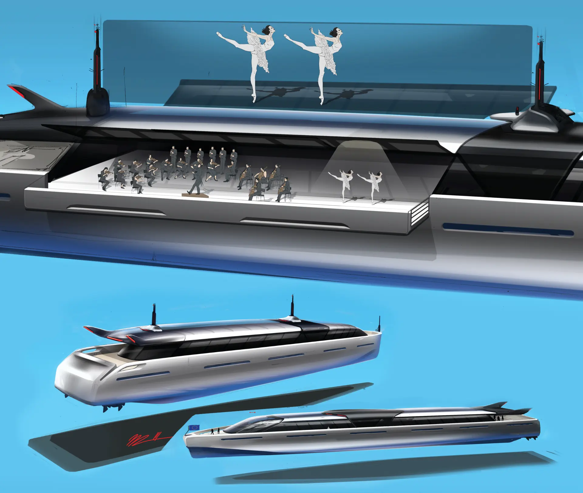FDM River Boat concept sketches FDM River Boat concept sketches_Design by Werkemotion
