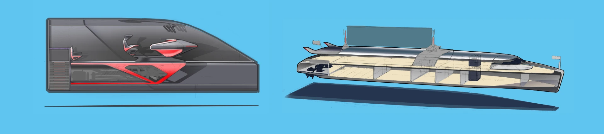 FDM River Boat concept sketches_Design by Werkemotion