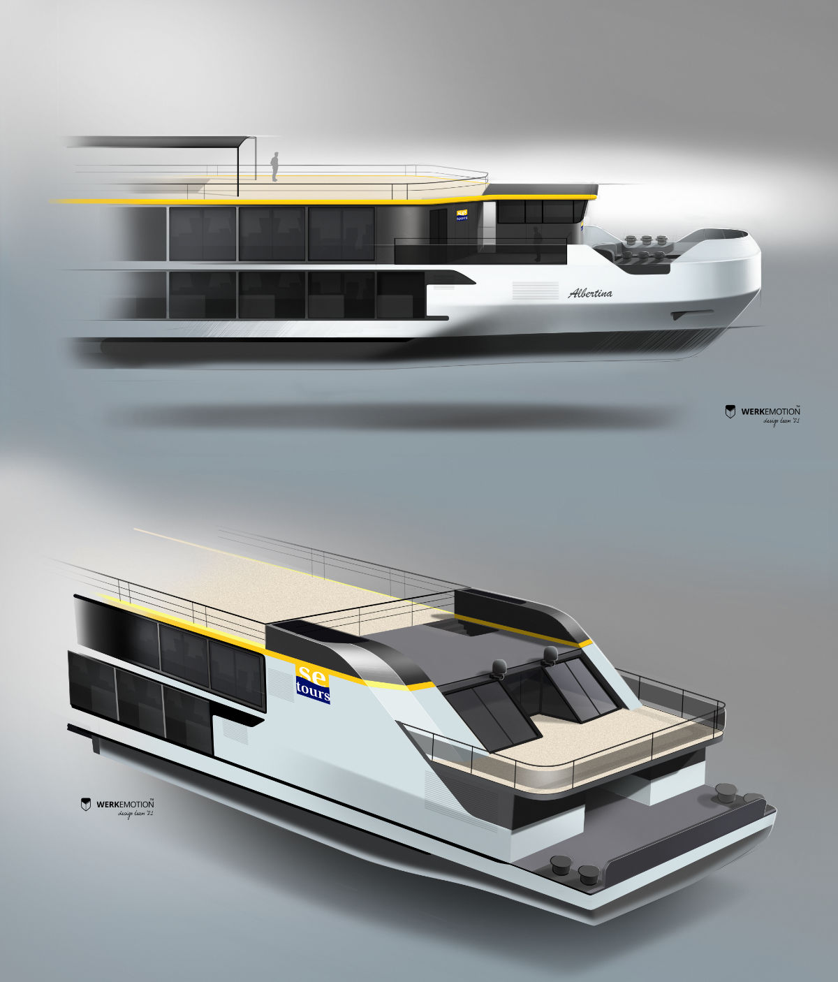 ALBERTINA River Cruiser - Sketch - design by WERKEMOTION