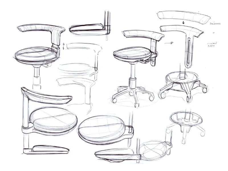 Dilomat Dental Stool Sketch Development Hand Sketches_Design by Werkemotion