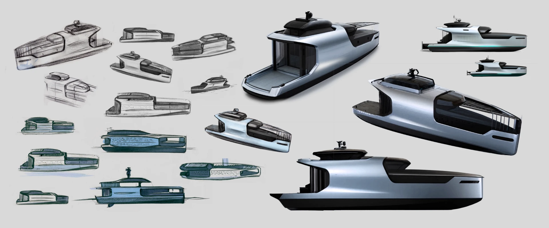 WERKEMOTION YACHT CONCEPT A - SKETCH DEV WERKEMOTION - WE YACHT CONCEPT - MADELINE SKETCH DEV