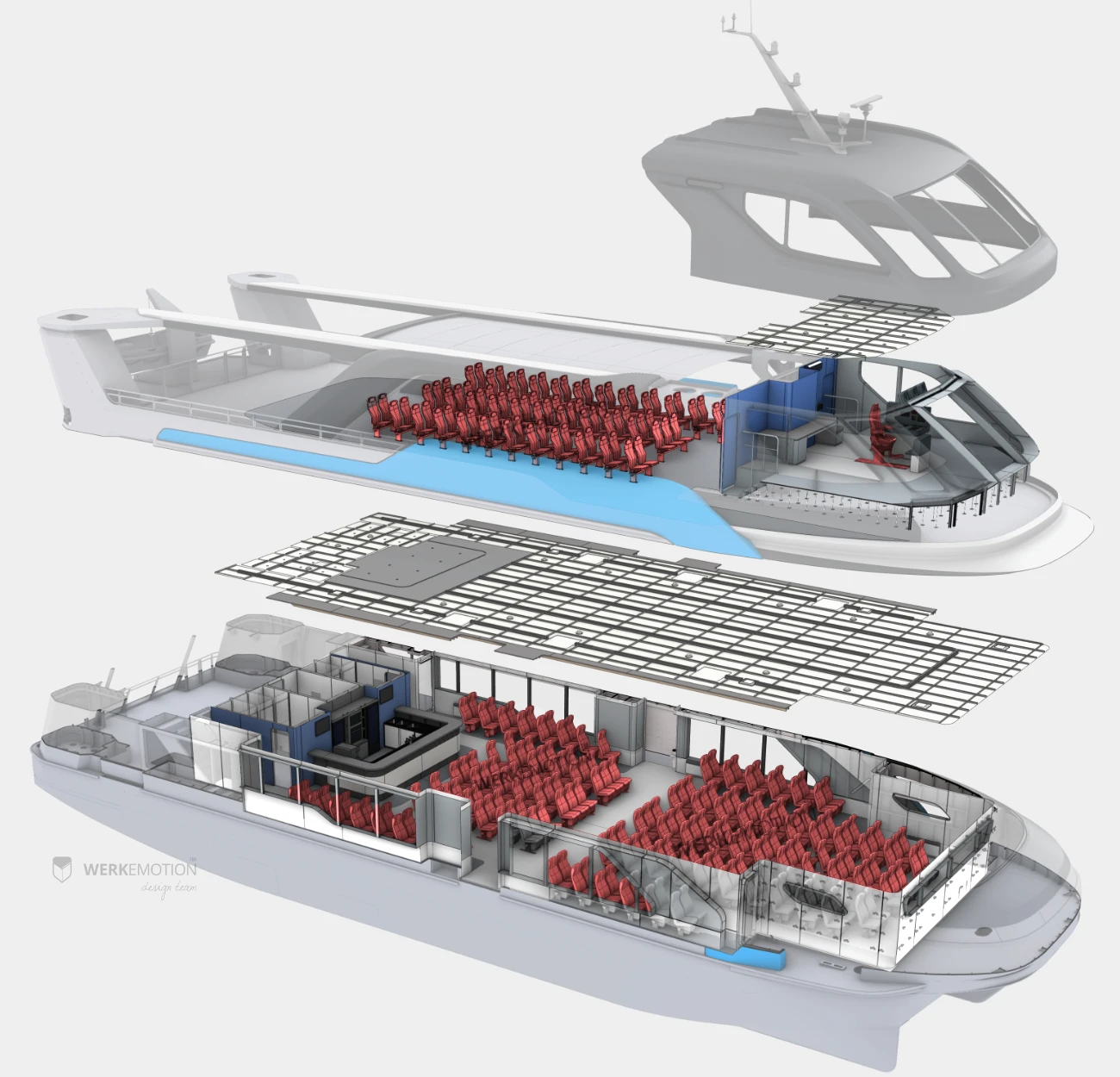 Bahart ships for Balaton -Midcat Exploded view - design by WERKEMOTION BAHART MIDCAT - Exploded view by WERKEMOTION design studio
